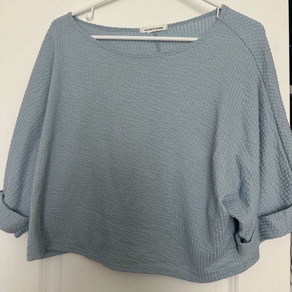 Powder blue off shoulder top